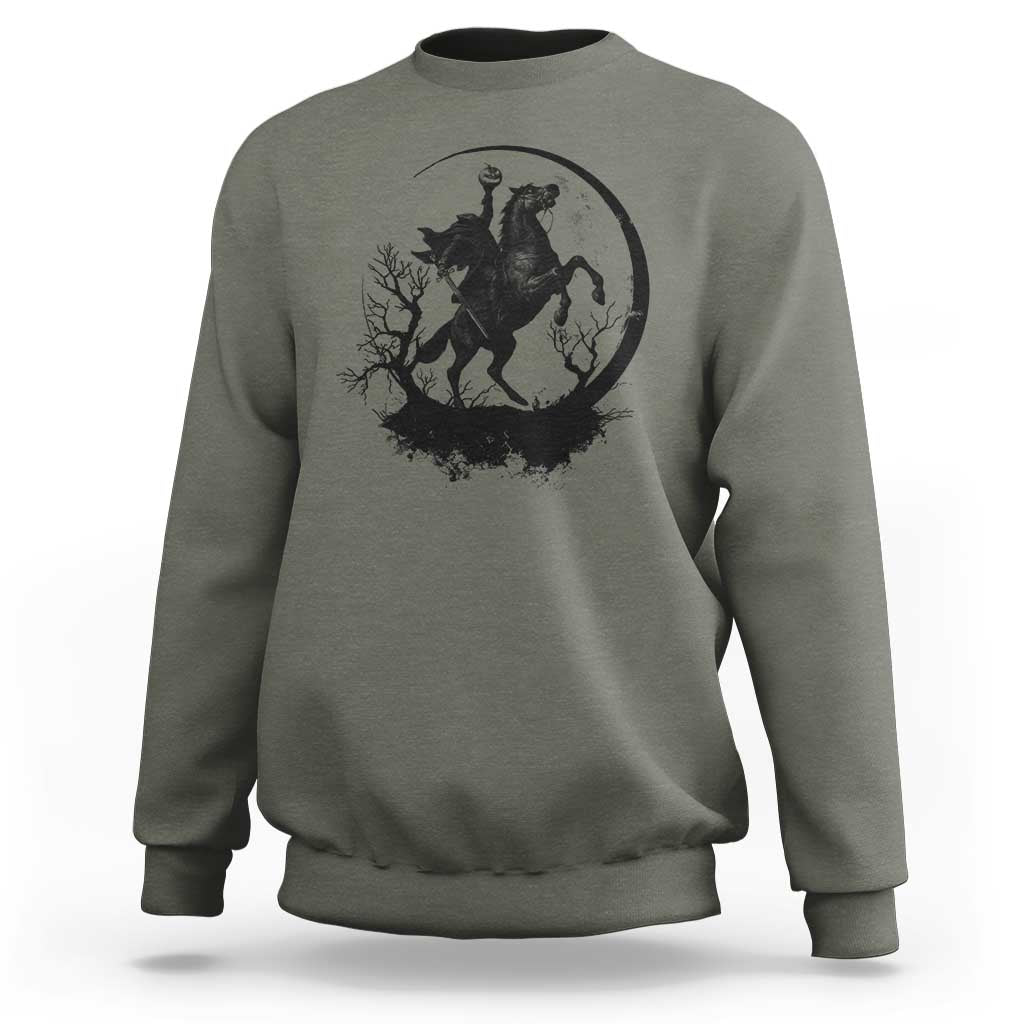 Headless Horseman Sweatshirt Retro Gothic Scary Pumpkin Moon Halloween Costume - Wonder Print Shop