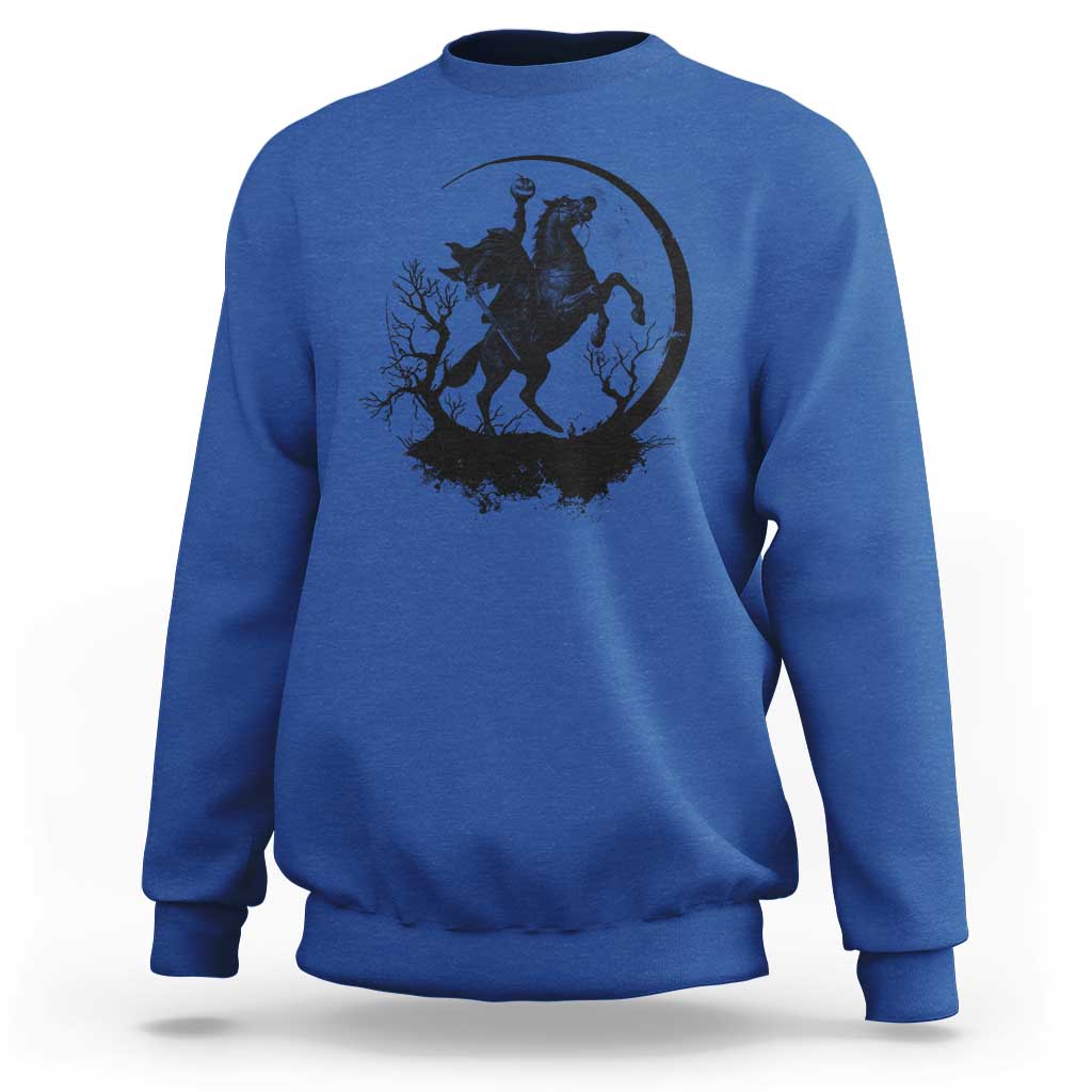 Headless Horseman Sweatshirt Retro Gothic Scary Pumpkin Moon Halloween Costume - Wonder Print Shop