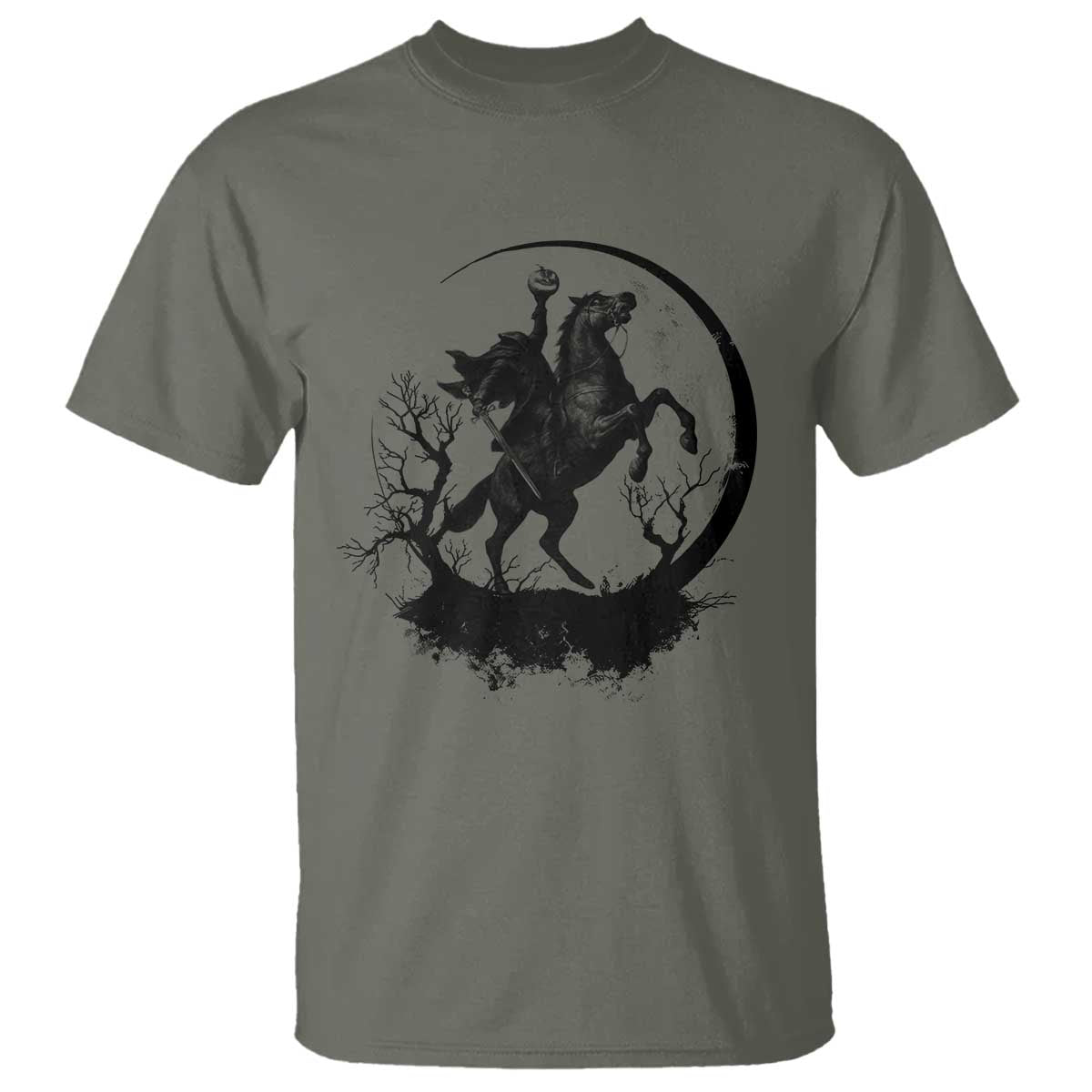 Headless Horseman T Shirt Retro Gothic Scary Pumpkin Moon Halloween Costume - Wonder Print Shop