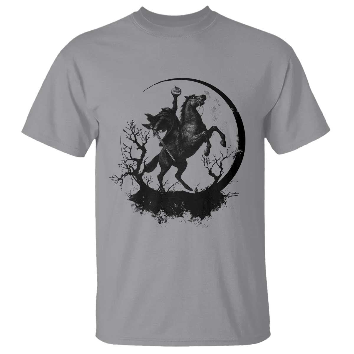 Headless Horseman T Shirt Retro Gothic Scary Pumpkin Moon Halloween Costume - Wonder Print Shop