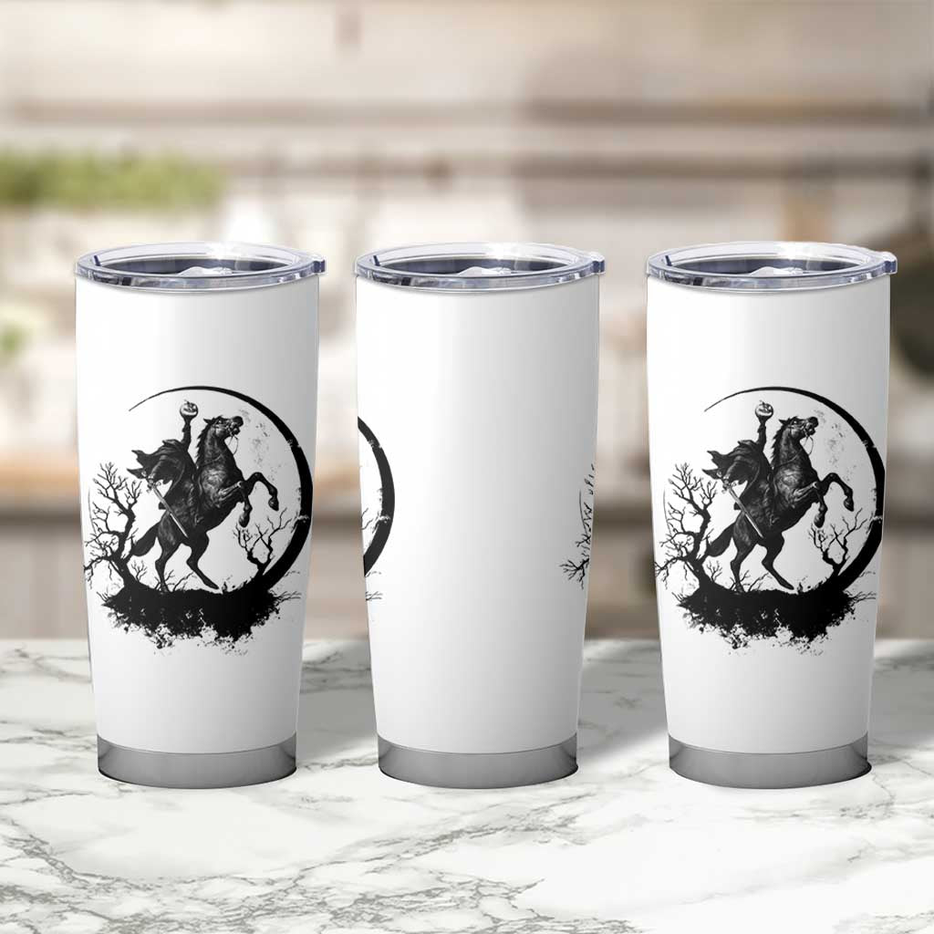 Headless Horseman Tumbler Cup Retro Gothic Scary Pumpkin Moon Halloween Costume - Wonder Print Shop
