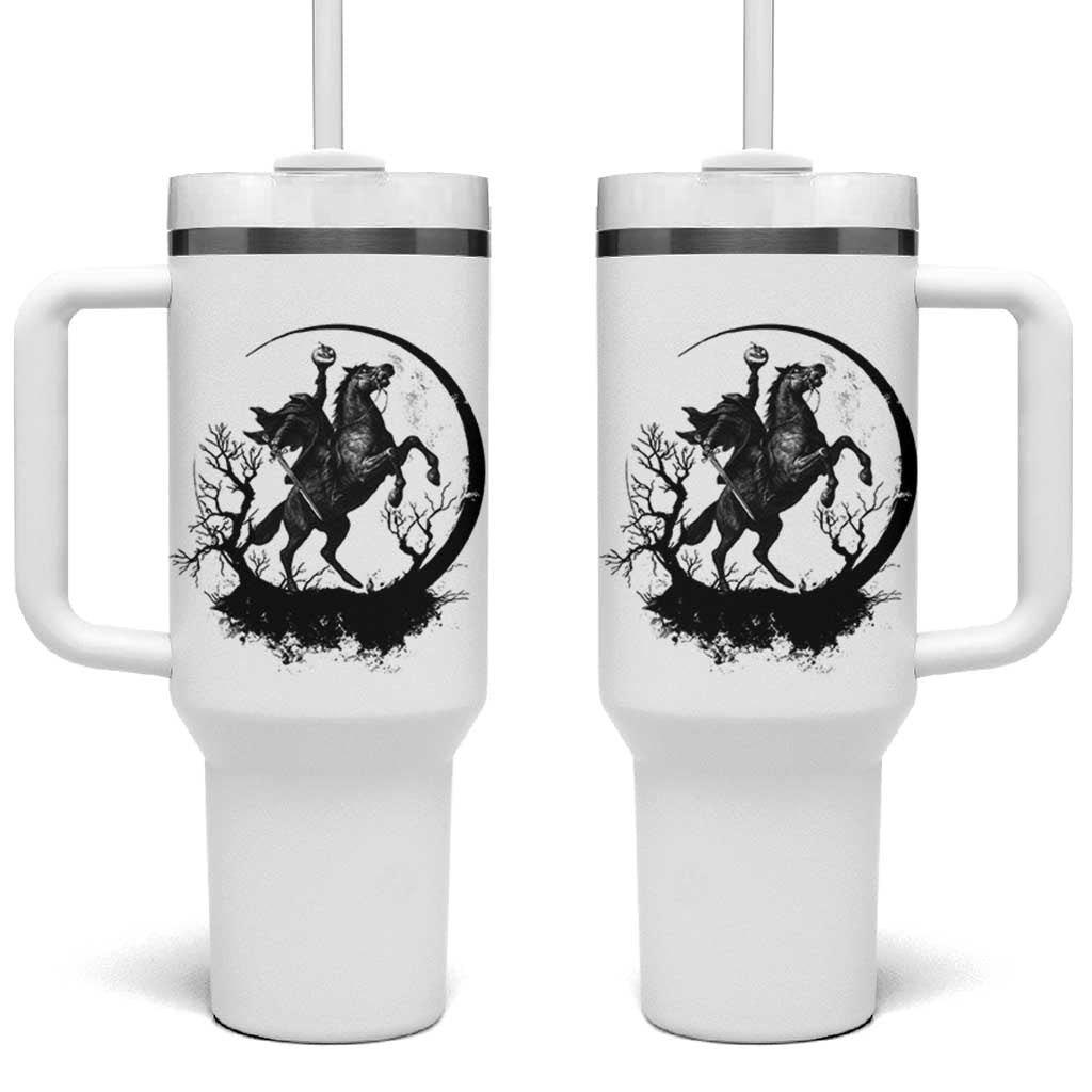 Headless Horseman Tumbler With Handle Retro Gothic Scary Pumpkin Moon Halloween Costume - Wonder Print Shop