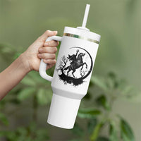 Headless Horseman Tumbler With Handle Retro Gothic Scary Pumpkin Moon Halloween Costume - Wonder Print Shop