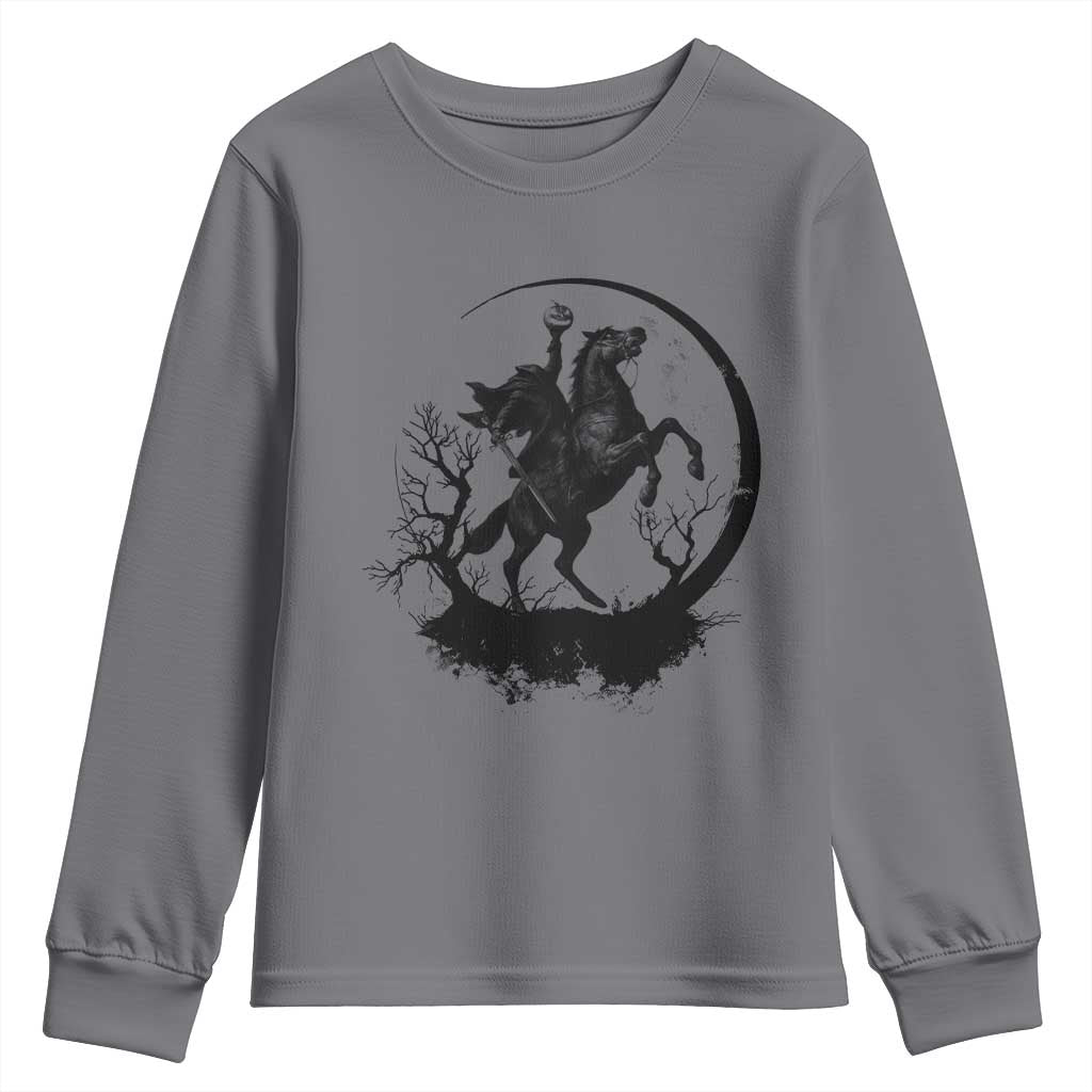 Headless Horseman Youth Sweatshirt Retro Gothic Scary Pumpkin Moon Halloween Costume - Wonder Print Shop