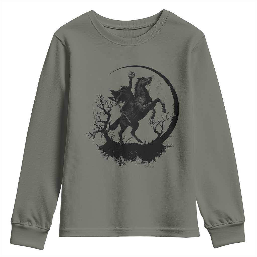 Headless Horseman Youth Sweatshirt Retro Gothic Scary Pumpkin Moon Halloween Costume - Wonder Print Shop
