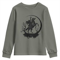 Headless Horseman Youth Sweatshirt Retro Gothic Scary Pumpkin Moon Halloween Costume - Wonder Print Shop