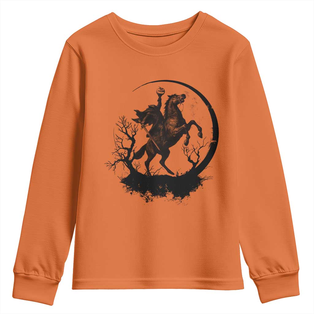 Headless Horseman Youth Sweatshirt Retro Gothic Scary Pumpkin Moon Halloween Costume - Wonder Print Shop
