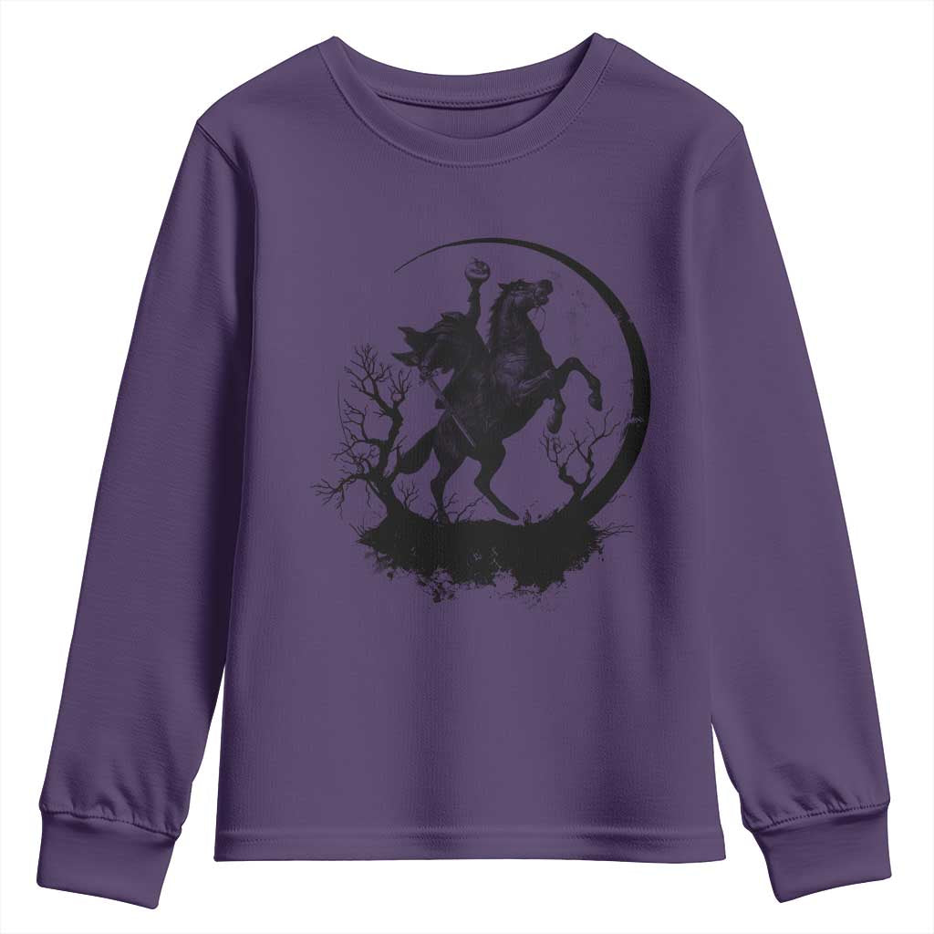 Headless Horseman Youth Sweatshirt Retro Gothic Scary Pumpkin Moon Halloween Costume - Wonder Print Shop