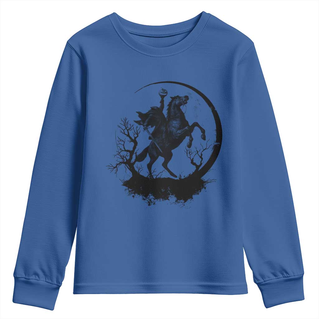Headless Horseman Youth Sweatshirt Retro Gothic Scary Pumpkin Moon Halloween Costume - Wonder Print Shop