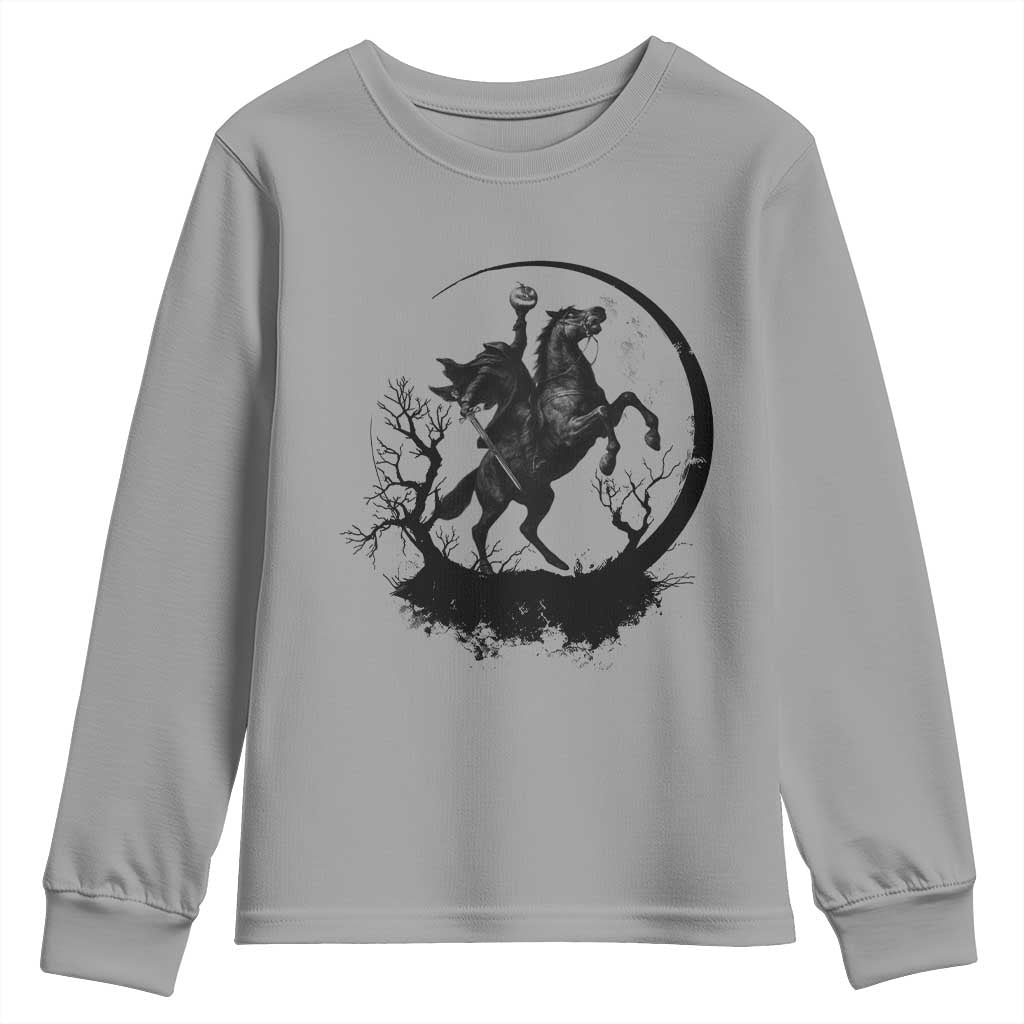 Headless Horseman Youth Sweatshirt Retro Gothic Scary Pumpkin Moon Halloween Costume - Wonder Print Shop