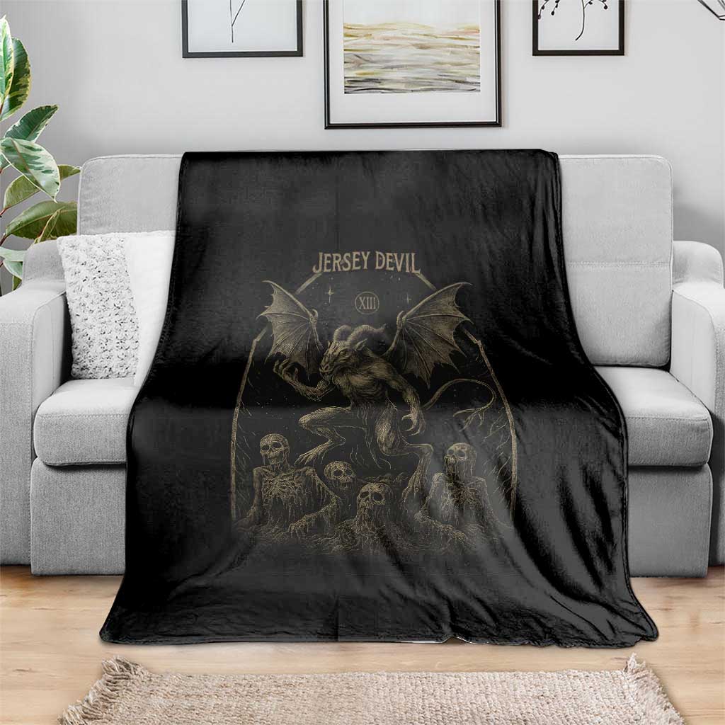 Jersey Devil Throw Blanket Vintage Weird Creepy Creature Leeds Devil - Wonder Print Shop