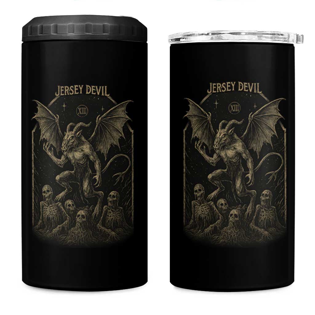 Jersey Devil 4 in 1 Can Cooler Tumbler Vintage Weird Creepy Creature Leeds Devil - Wonder Print Shop