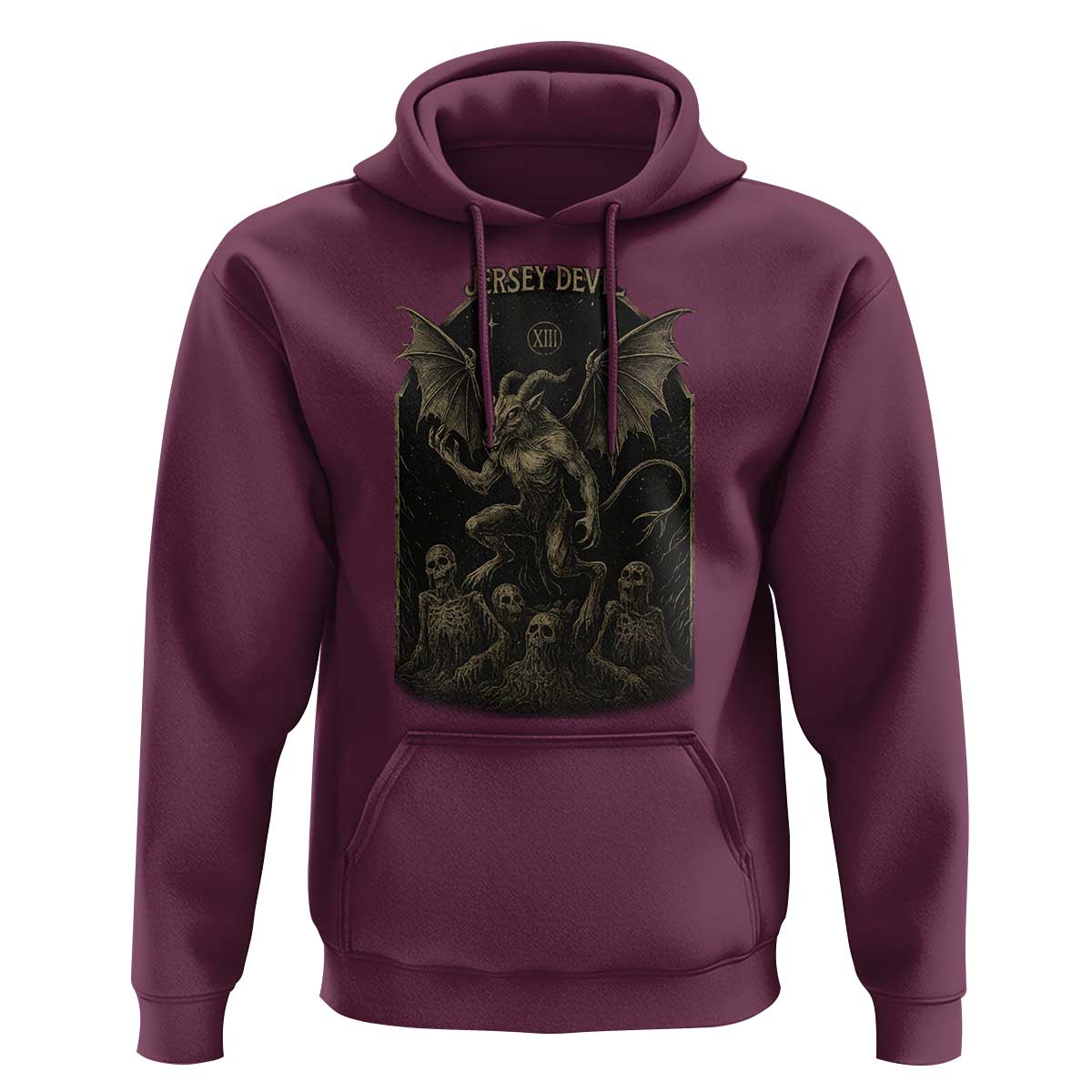 Jersey Devil Hoodie Vintage Weird Creepy Creature Leeds Devil - Wonder Print Shop