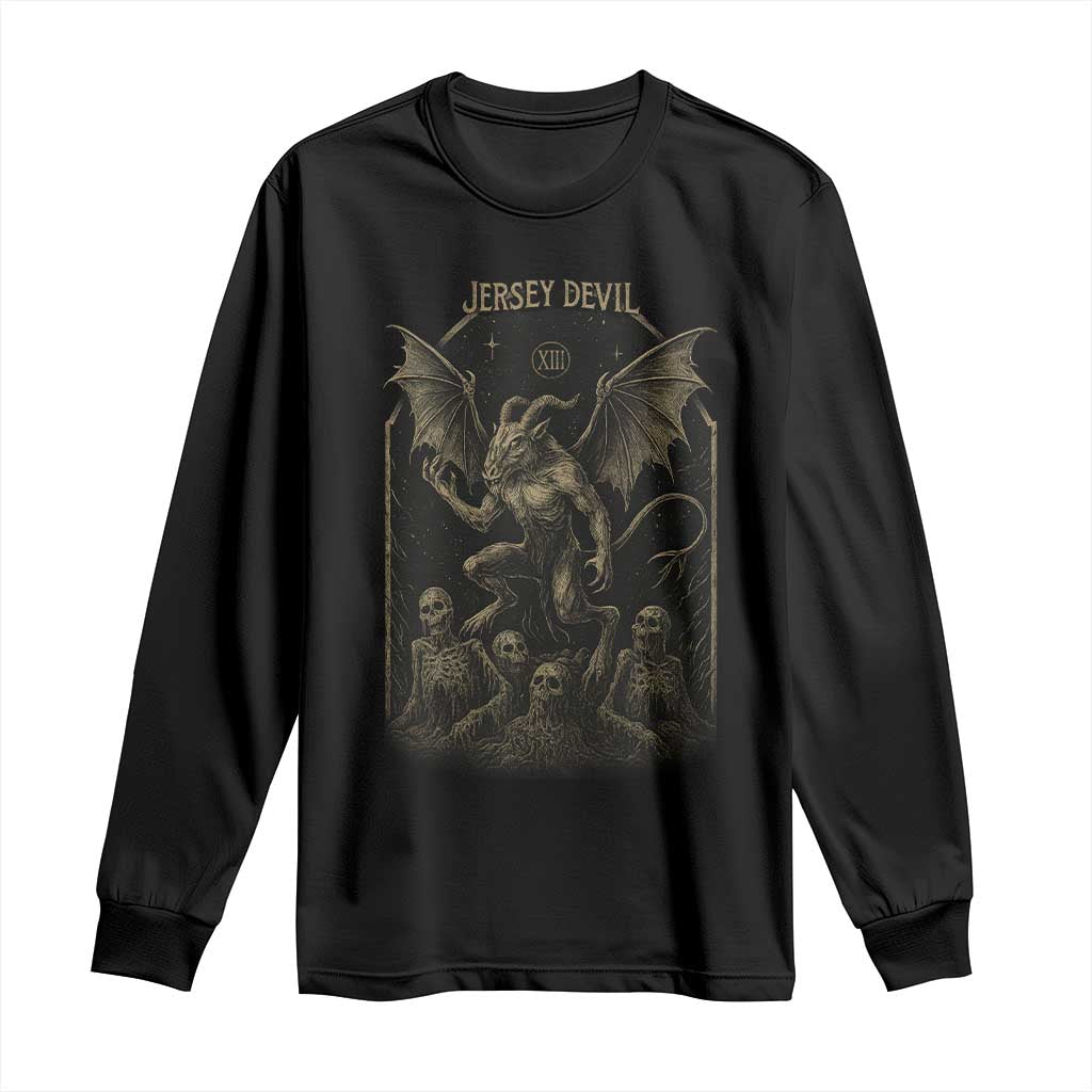 Jersey Devil Long Sleeve Shirt Vintage Weird Creepy Creature Leeds Devil - Wonder Print Shop