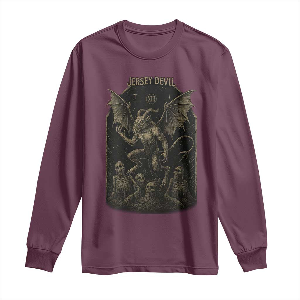 Jersey Devil Long Sleeve Shirt Vintage Weird Creepy Creature Leeds Devil - Wonder Print Shop