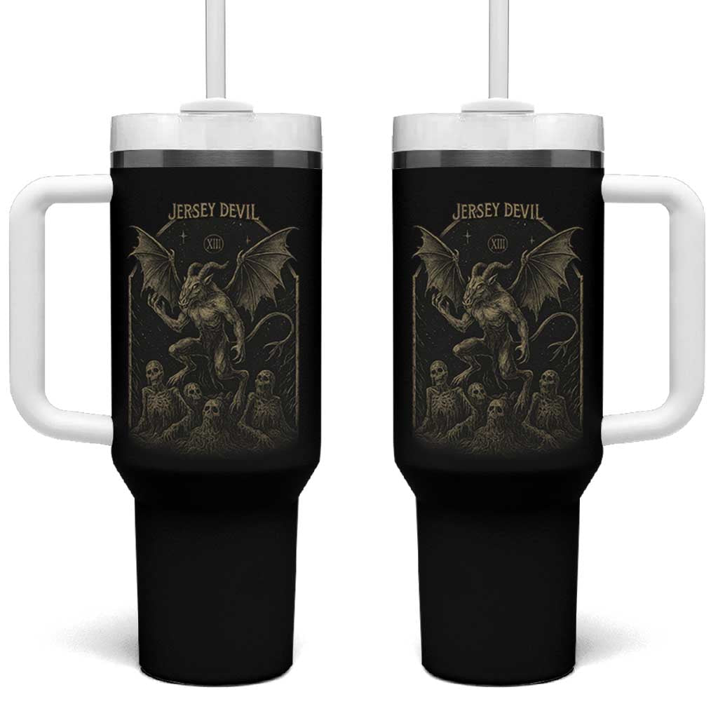 Jersey Devil Tumbler With Handle Vintage Weird Creepy Creature Leeds Devil - Wonder Print Shop