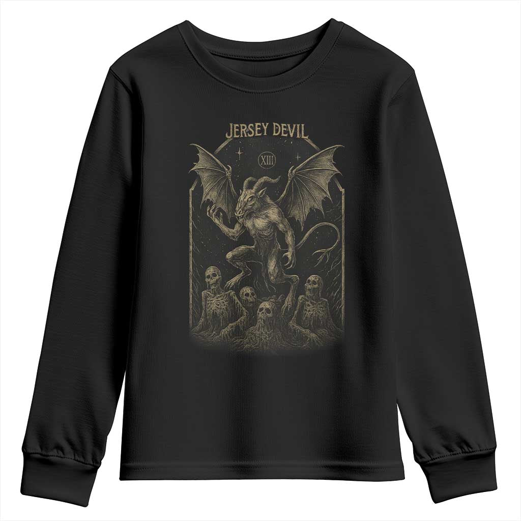 Jersey Devil Youth Sweatshirt Vintage Weird Creepy Creature Leeds Devil - Wonder Print Shop