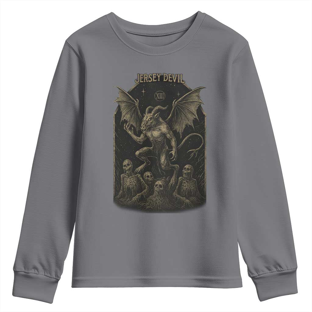 Jersey Devil Youth Sweatshirt Vintage Weird Creepy Creature Leeds Devil - Wonder Print Shop