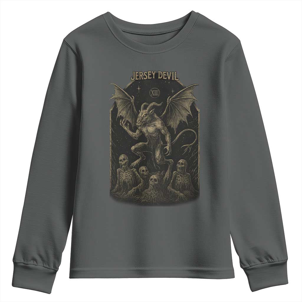 Jersey Devil Youth Sweatshirt Vintage Weird Creepy Creature Leeds Devil - Wonder Print Shop