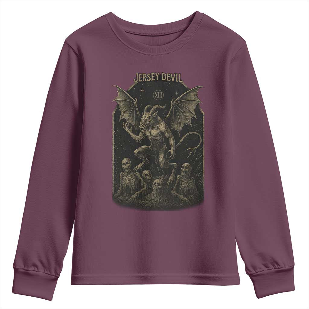 Jersey Devil Youth Sweatshirt Vintage Weird Creepy Creature Leeds Devil - Wonder Print Shop