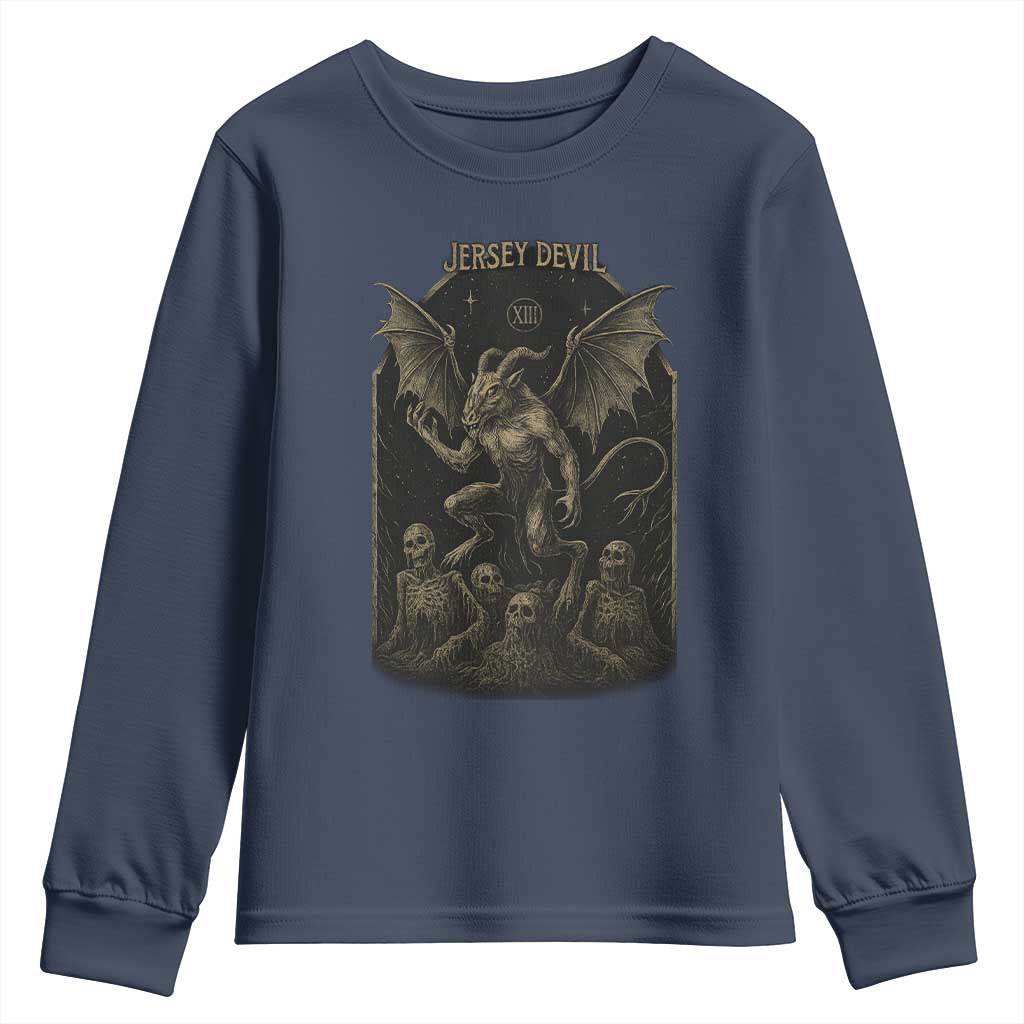 Jersey Devil Youth Sweatshirt Vintage Weird Creepy Creature Leeds Devil - Wonder Print Shop