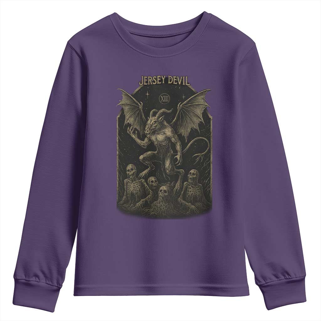 Jersey Devil Youth Sweatshirt Vintage Weird Creepy Creature Leeds Devil - Wonder Print Shop
