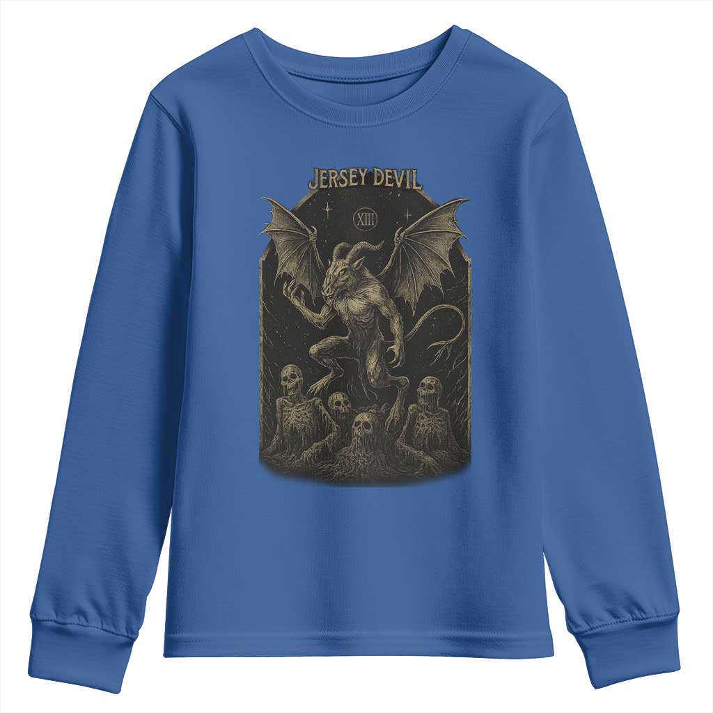 Jersey Devil Youth Sweatshirt Vintage Weird Creepy Creature Leeds Devil - Wonder Print Shop