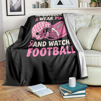 In October We Wear Pink Football Breast Cancer Awareness Throw Blanket Pink Ribbon Checkered Game Day - Wonder Print Shop