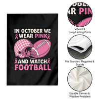 In October We Wear Pink Football Breast Cancer Awareness Garden Flag Pink Ribbon Checkered Game Day - Wonder Print Shop