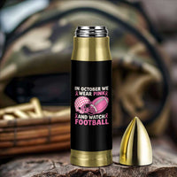In October We Wear Pink Football Breast Cancer Awareness Bullet Tumbler Pink Ribbon Checkered Game Day - Wonder Print Shop