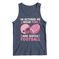 In October We Wear Pink Football Breast Cancer Awareness Tank Top Pink Ribbon Checkered Game Day - Wonder Print Shop