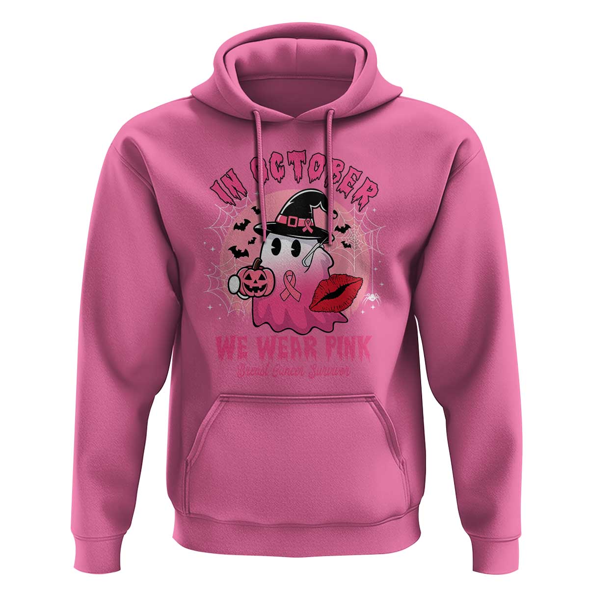 Breast Cancer Awareness Hoodie I'm A Survivor In October We Wear Pink Ghost Halloween Pink Ribbon Pumpkin