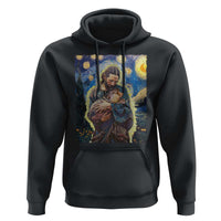 Funny Moo-Deng Baby Pygmy Hippo Hoodie Cute Zoo For Family Jesus Loves Moo Deng Van Gogh Starry Night