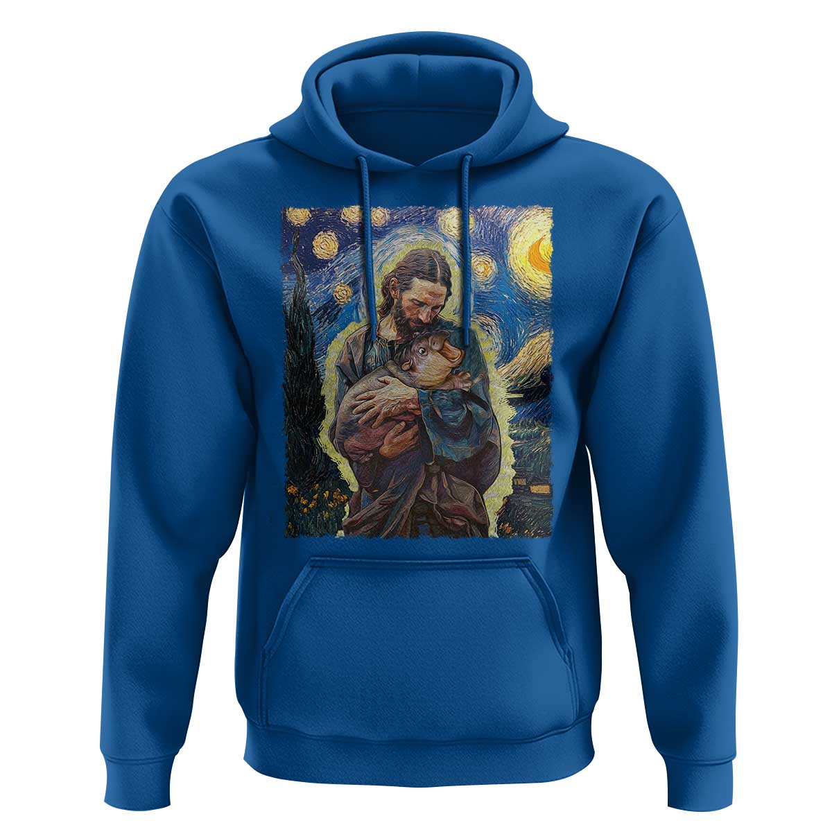 Funny Moo-Deng Baby Pygmy Hippo Hoodie Cute Zoo For Family Jesus Loves Moo Deng Van Gogh Starry Night