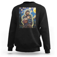 Funny Moo-Deng Baby Pygmy Hippo Sweatshirt Cute Zoo For Family Jesus Loves Moo Deng Van Gogh Starry Night - Wonder Print Shop