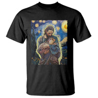 Funny Moo-Deng Baby Pygmy Hippo T Shirt Cute Zoo For Family Jesus Loves Moo Deng Van Gogh Starry Night - Wonder Print Shop