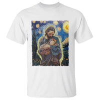 Funny Moo-Deng Baby Pygmy Hippo T Shirt Cute Zoo For Family Jesus Loves Moo Deng Van Gogh Starry Night - Wonder Print Shop