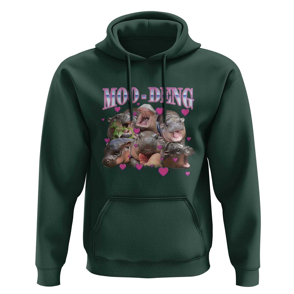 Funny Moo-Deng Baby Pygmy Hippo Hoodie Cute Zoo For Family