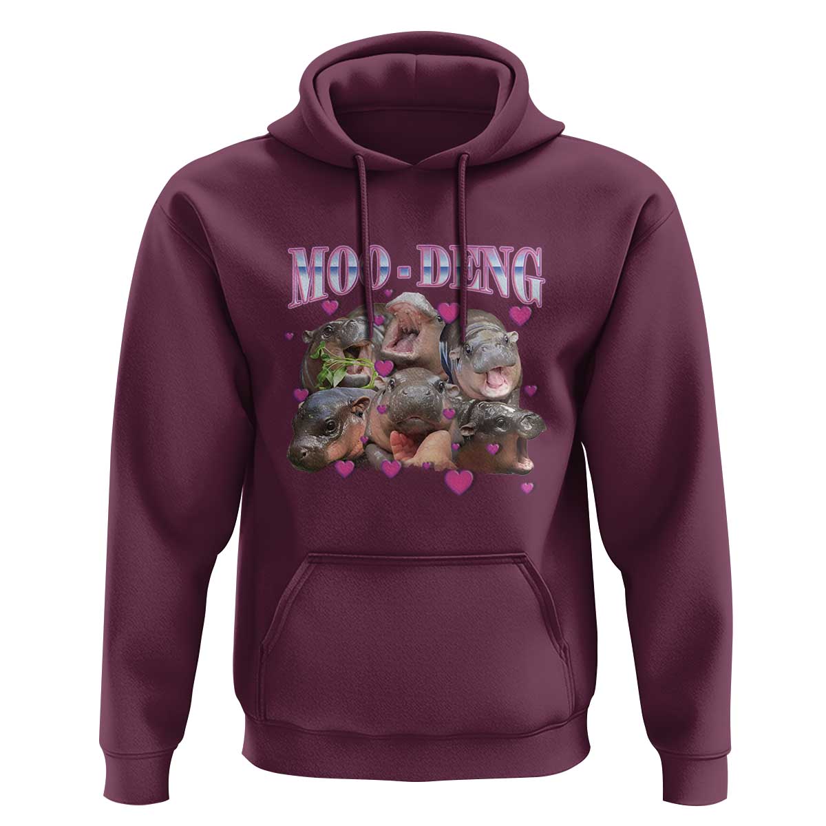 Funny Moo-Deng Baby Pygmy Hippo Hoodie Cute Zoo For Family