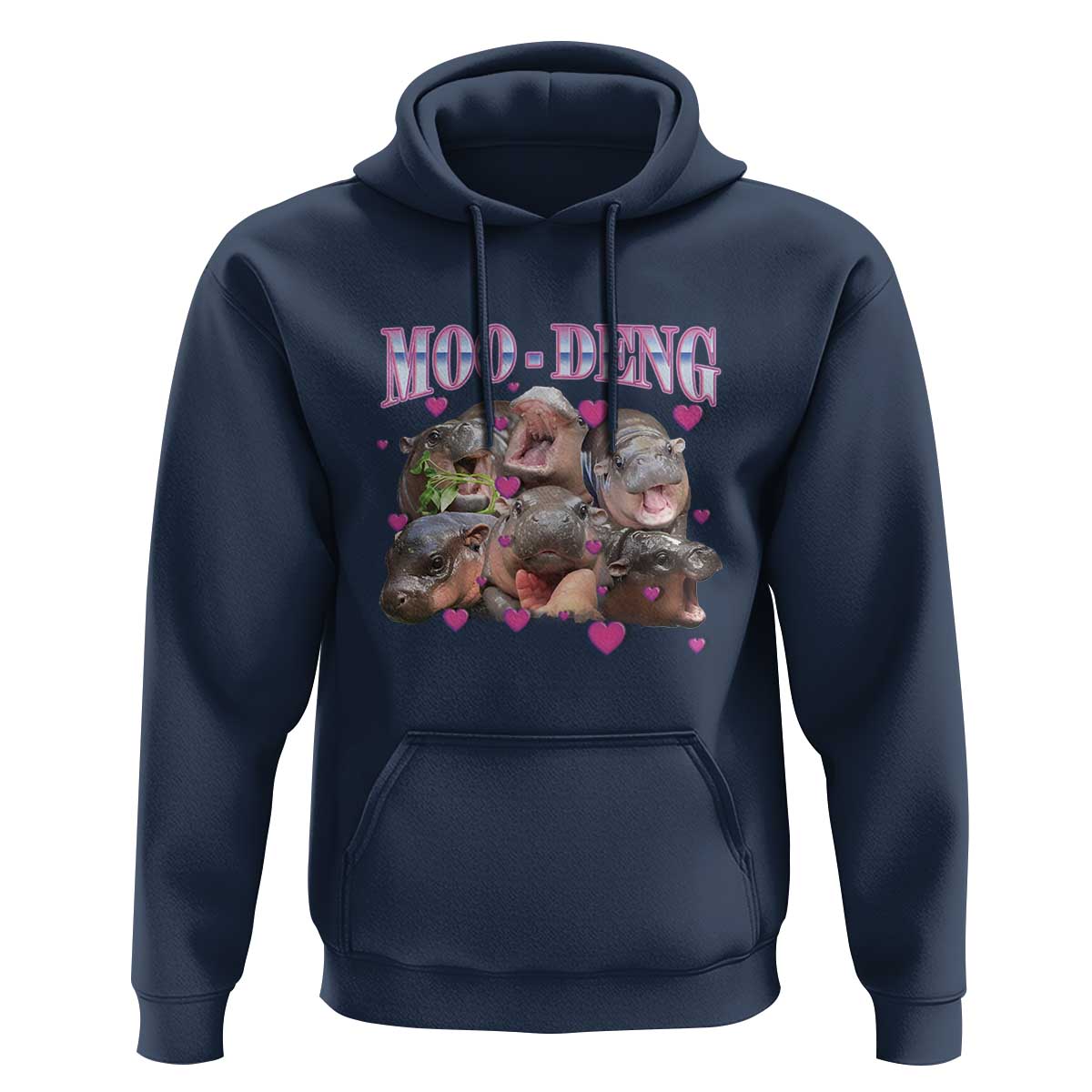 Funny Moo-Deng Baby Pygmy Hippo Hoodie Cute Zoo For Family