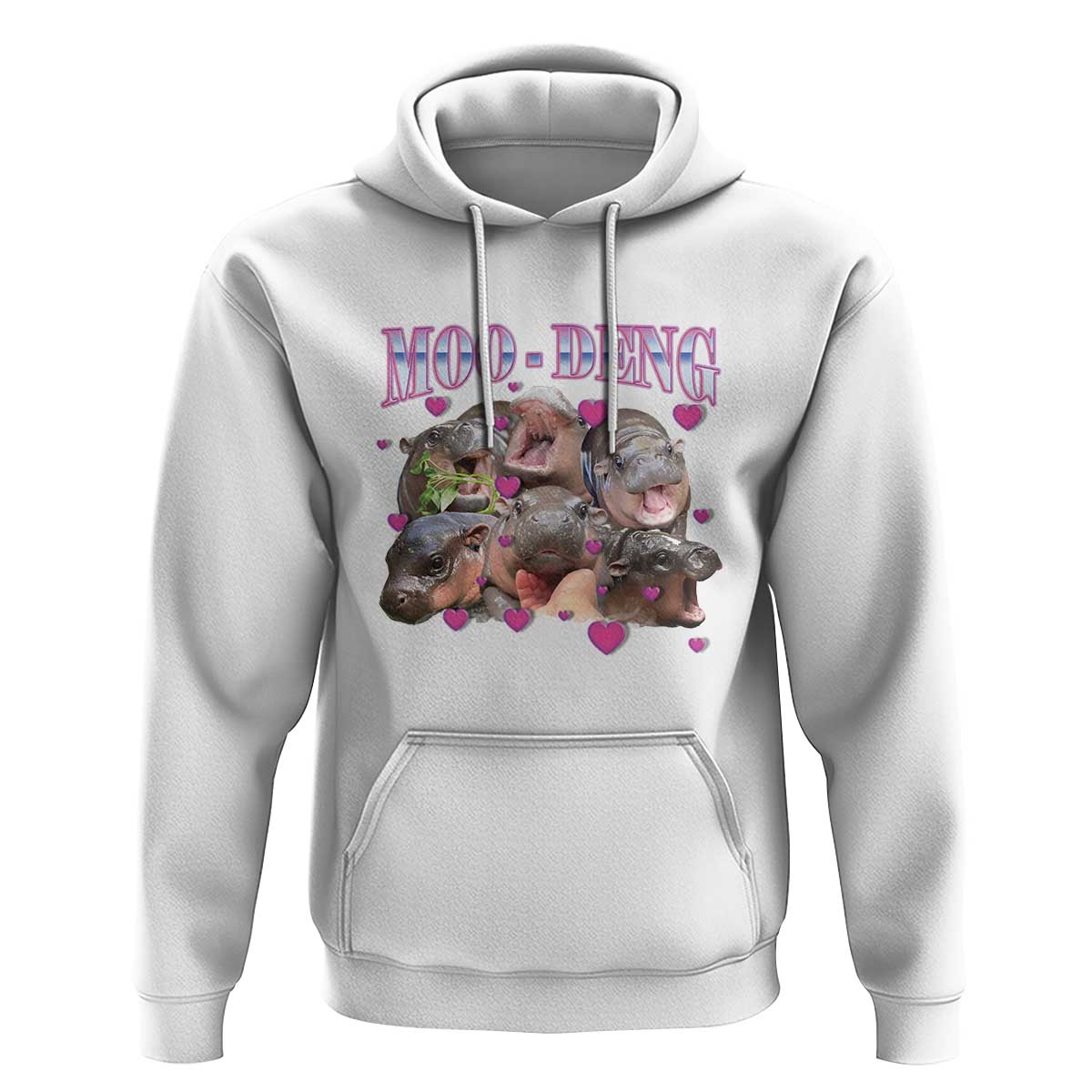 Funny Moo-Deng Baby Pygmy Hippo Hoodie Cute Zoo For Family