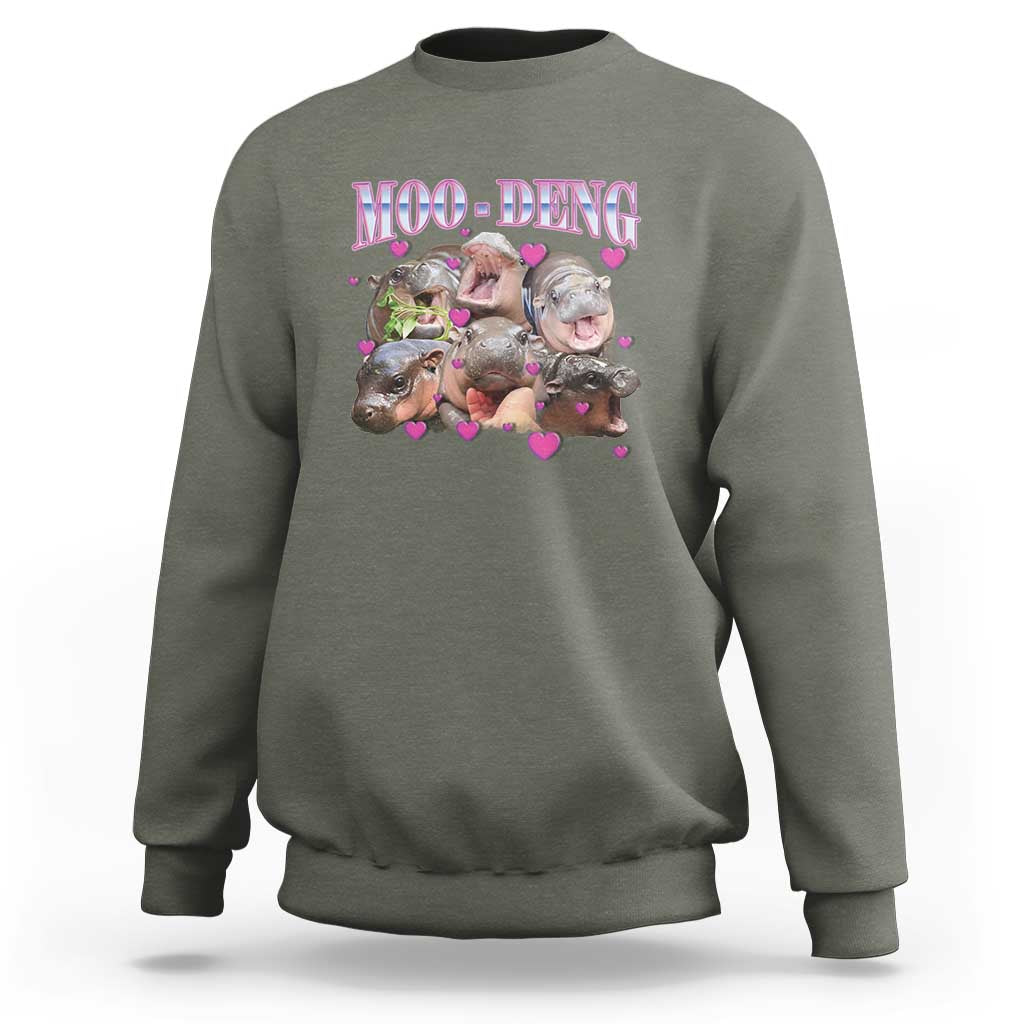 Funny Moo-Deng Baby Pygmy Hippo Sweatshirt Cute Zoo For Family - Wonder Print Shop