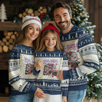 Funny Moo Deng Baby Pygmy Hippo Knitted Sweatshirt Cute Zoo For Family - Wonder Print Shop