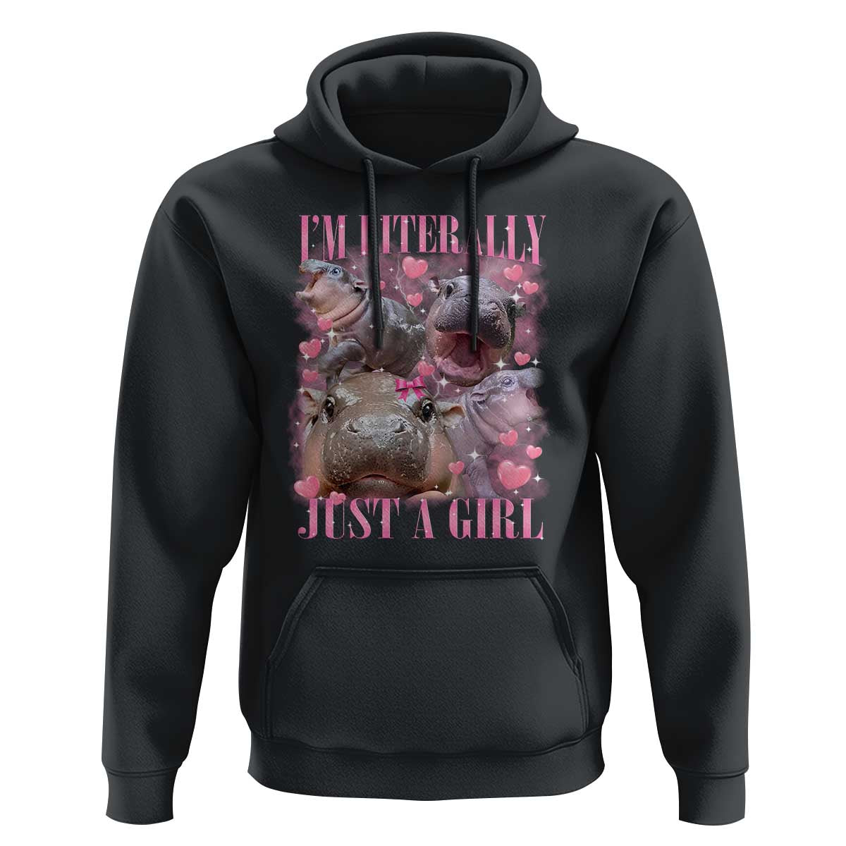 Funny Moo-Deng Baby Pygmy Hippo Hoodie Funny I'm Literally Just a Girl Cute Zoo For Family