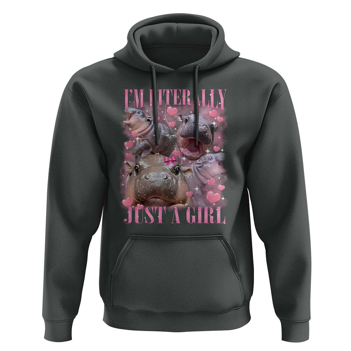 Funny Moo-Deng Baby Pygmy Hippo Hoodie Funny I'm Literally Just a Girl Cute Zoo For Family