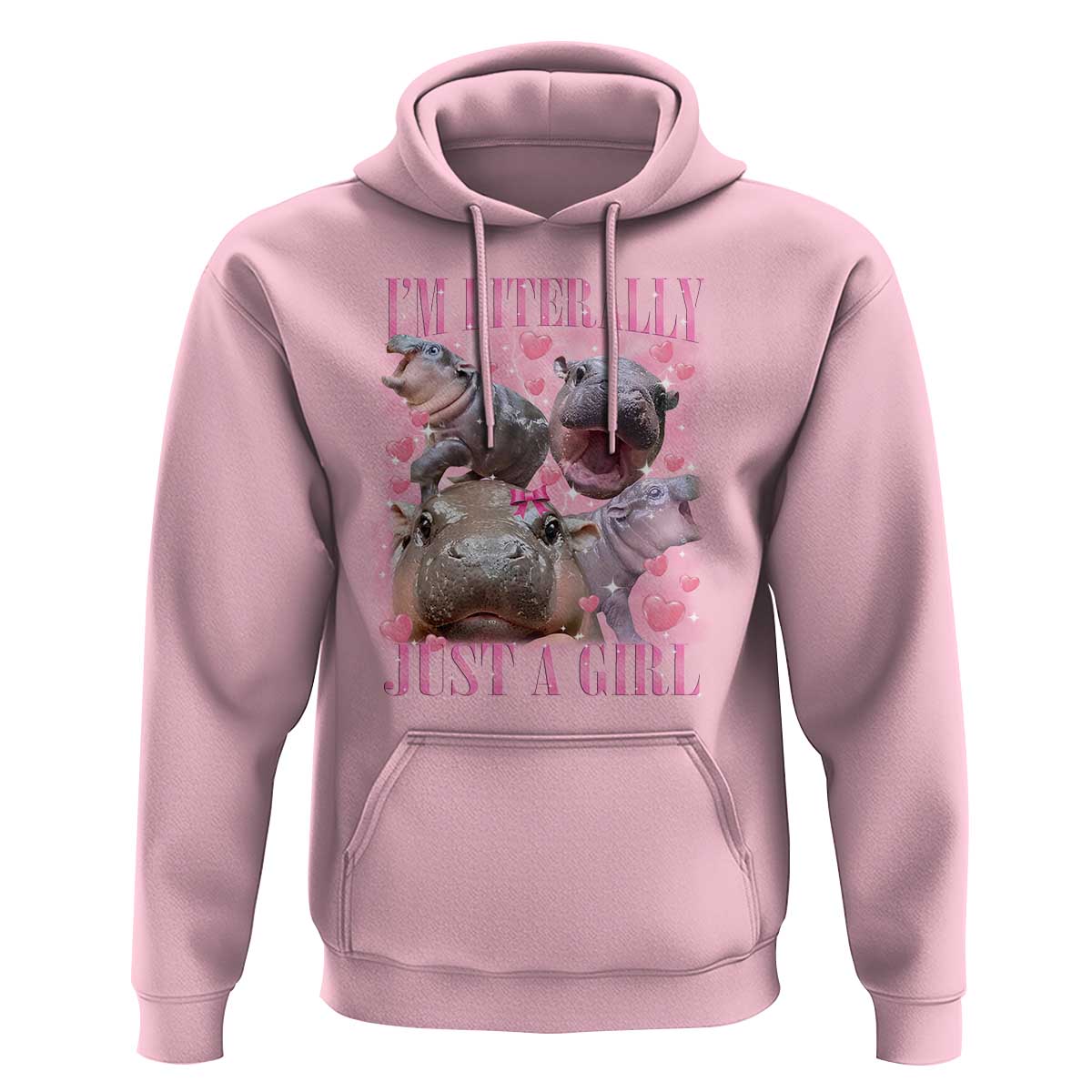 Funny Moo-Deng Baby Pygmy Hippo Hoodie Funny I'm Literally Just a Girl Cute Zoo For Family