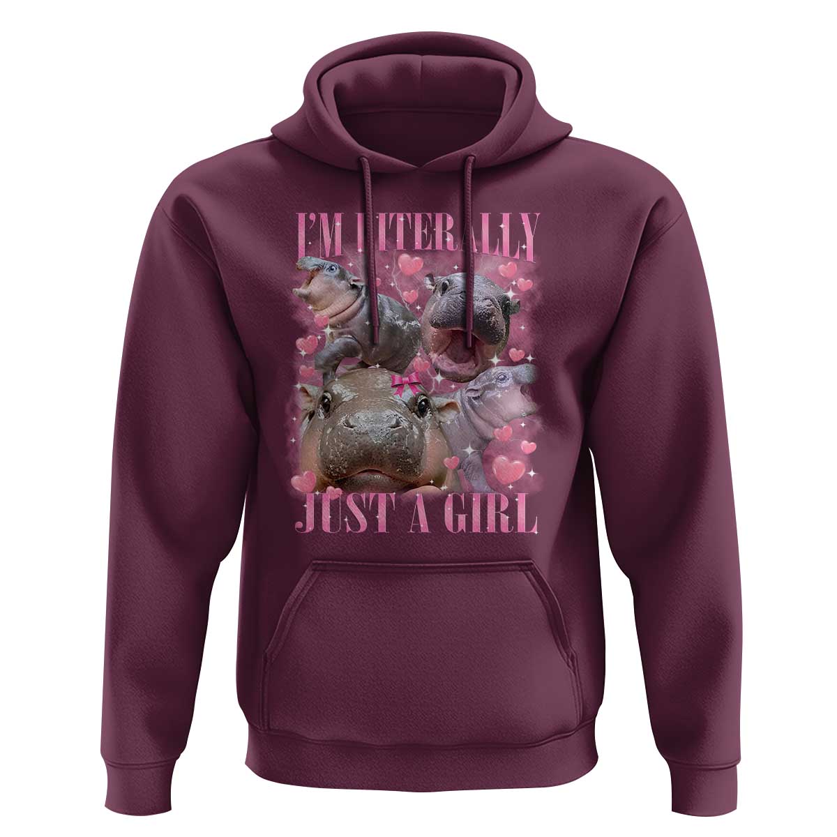 Funny Moo-Deng Baby Pygmy Hippo Hoodie Funny I'm Literally Just a Girl Cute Zoo For Family