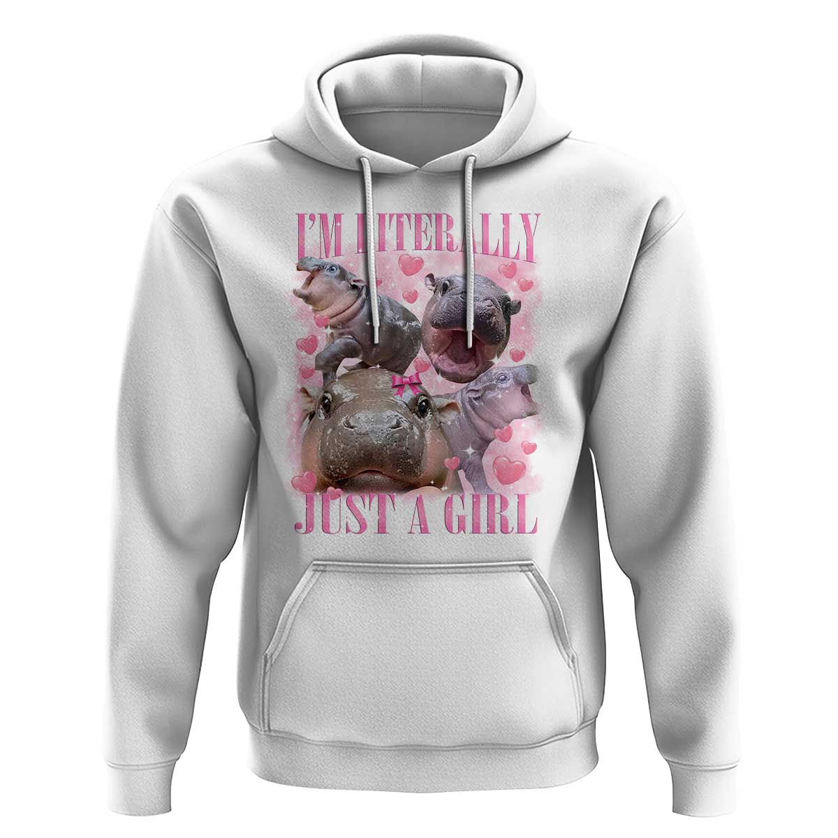 Funny Moo-Deng Baby Pygmy Hippo Hoodie Funny I'm Literally Just a Girl Cute Zoo For Family