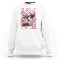 Funny Moo-Deng Baby Pygmy Hippo Sweatshirt Funny I'm Literally Just a Girl Cute Zoo For Family - Wonder Print Shop