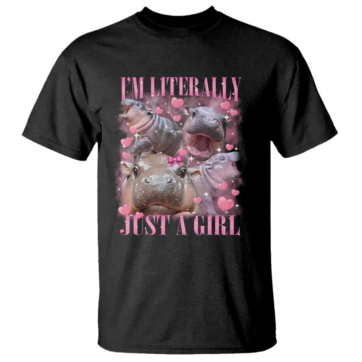 Funny Moo-Deng Baby Pygmy Hippo T Shirt Funny I'm Literally Just a Girl Cute Zoo For Family - Wonder Print Shop